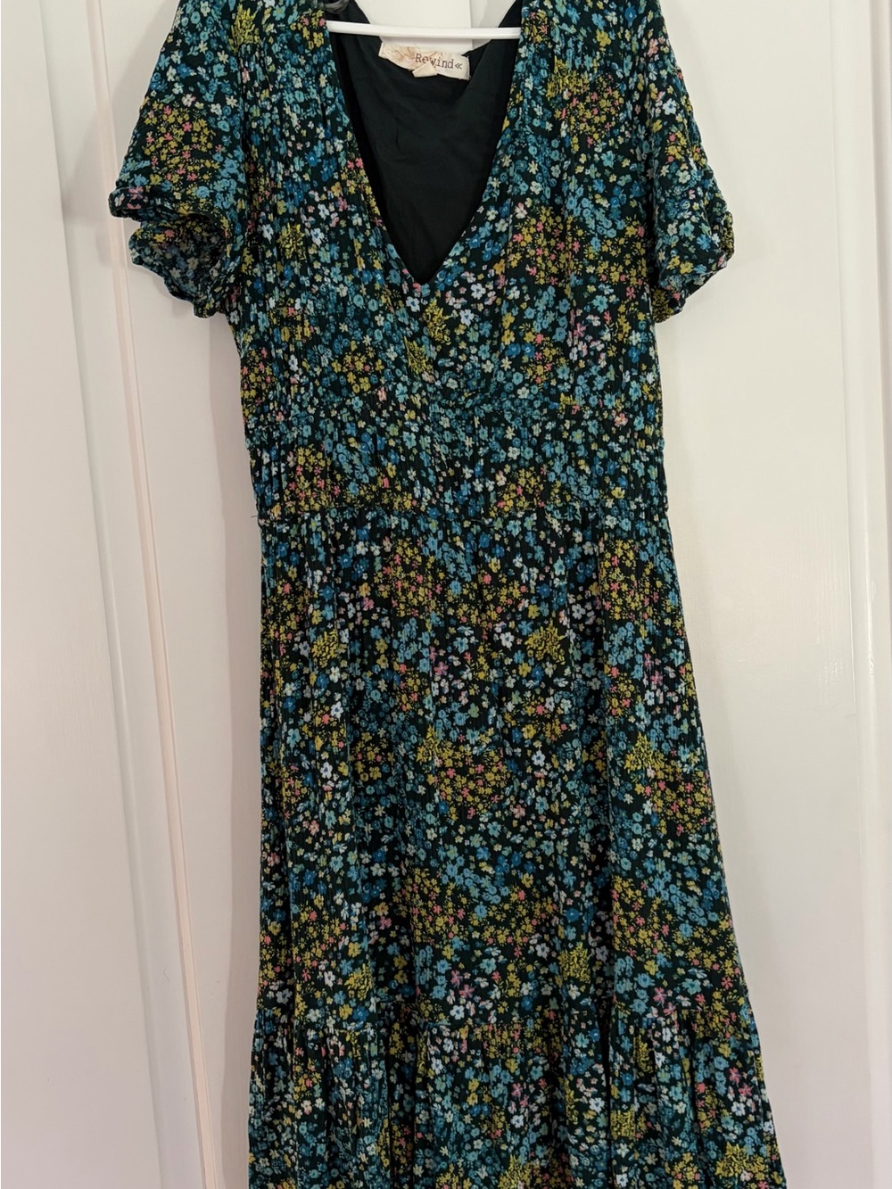 Rewind Teal and Multi Floral Midi Dress